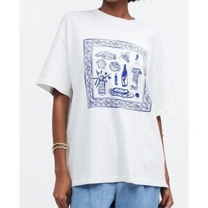 Madewell White and Blue Graphic Tee